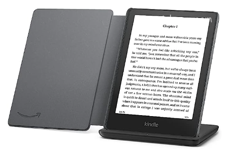 Kindle Paperwhite Signature Edition Essentials Bundle including Kindle Paperwhite Signature Edition (32 GB), Fabric Cover – Black, and Wireless Charging Dock