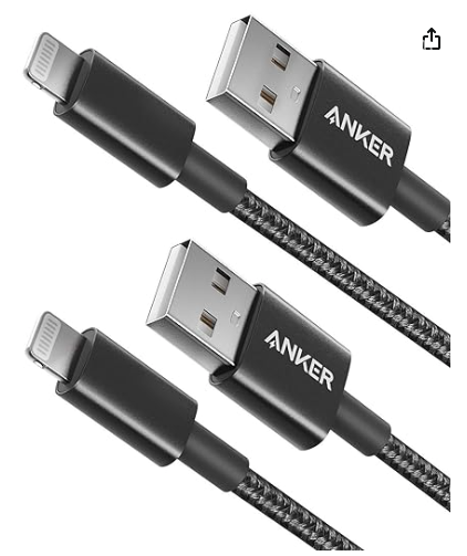 Anker iPhone Charger Cable, (2-Pack) 6ft Lightning Cable, Premium Nylon USB-A to Lightning Cable, MFi Certified iPhone Charger Cable for iPhone SE/Xs/XS Max/XR/X/8 Plus/7/6 Plus, iPad, and More.