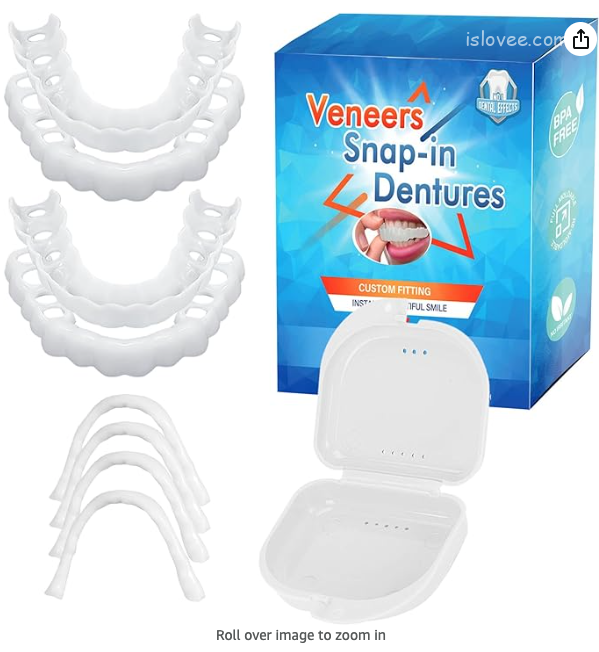 Fáke Teeth for Men and Women 4PCS, Excellent Solution for Broken Teeth, Missing Teeth, and Yellow Teeth, Comfortable & Realistic, Allowing You to Return to a Natural and Confident Smile